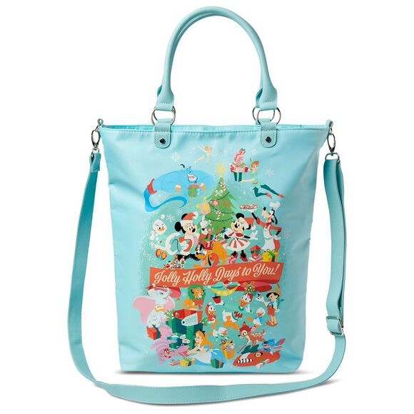 Disney Classics Christmas / Holiday Tote Bag With 2 Padded Handles NWT Blue - Picture 1 of 5